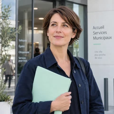 Illustration : une agente devant un accueil municipal